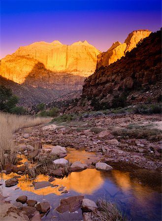 simsearch:700-00073991,k - Sunrise over Mountains Zion National Park, Utah, USA Stock Photo - Rights-Managed, Code: 700-00018654