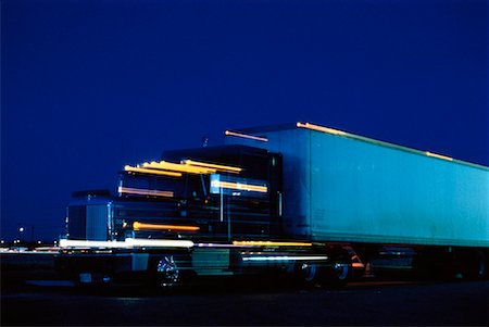 simsearch:700-00068576,k - Transport Truck and Light Trails At Night Stock Photo - Rights-Managed, Code: 700-00013449
