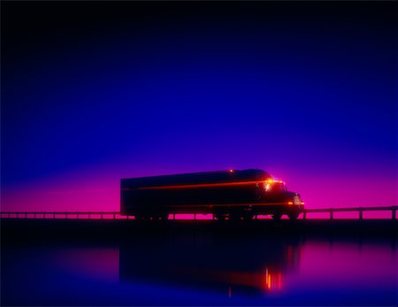 simsearch:700-00068576,k - Silhouete of Transport Truck With Light Trails Stock Photo - Rights-Managed, Code: 700-00013599