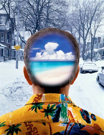 simsearch:700-00357727,k - Vacation Concept Man's Head with Beach in Winter Stock Photo - Rights-Managed, Code: 700-00013850
