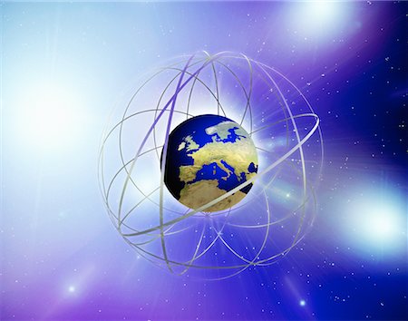 simsearch:700-00043889,k - Globe with Rings in Starry Sky Europe and North Africa Stock Photo - Rights-Managed, Code: 700-00024446