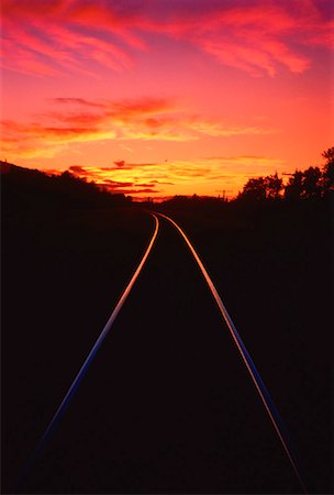 Railway Tracks at Dusk Alberta, Canada Stock Photo - Rights-Managed, Code: 700-00025248