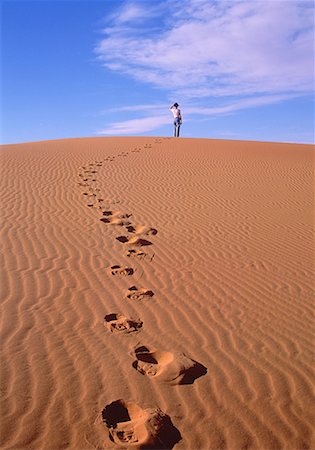 future of the desert - Back View of Woman Walking in Desert Merzouga Dunes, Morocco Stock Photo - Rights-Managed, Code: 700-00026226