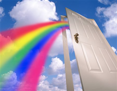 end of the rainbow - Rainbow Emerging from Door in Sky Stock Photo - Rights-Managed, Code: 700-00028235