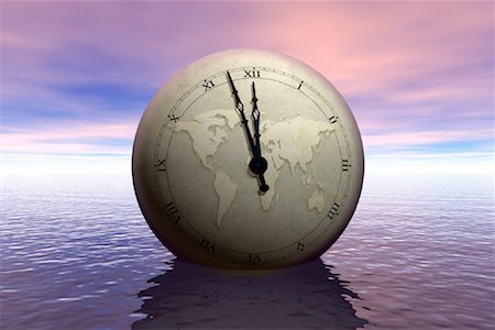 World Map Clock in Water Stock Photo - Rights-Managed, Code: 700-00028268