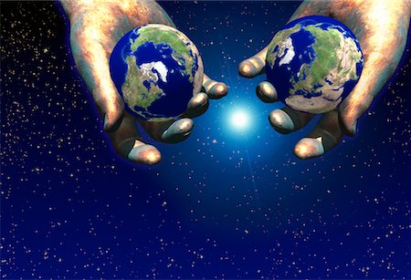 Hands Holding Globes North America, Europe and Asia Stock Photo - Rights-Managed, Code: 700-00028272