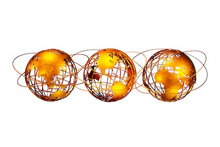 simsearch:700-00028889,k - Trois Globes de fil affichant les Continents du monde Photographie de stock - Rights-Managed, Code: 700-00028890
