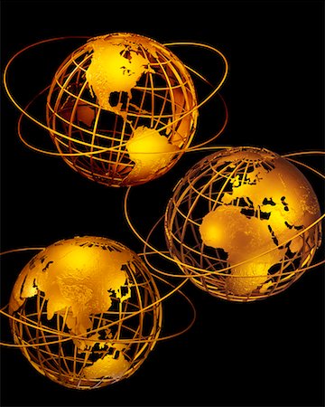 simsearch:700-00028889,k - Trois Globes de fil affichant les Continents du monde Photographie de stock - Rights-Managed, Code: 700-00028968