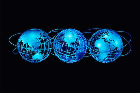 simsearch:700-00028889,k - Trois Globes de fil affichant les Continents du monde Photographie de stock - Rights-Managed, Code: 700-00028969