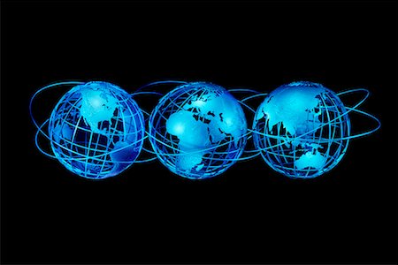 simsearch:700-00028889,k - Trois Globes de fil affichant les Continents du monde Photographie de stock - Rights-Managed, Code: 700-00028970