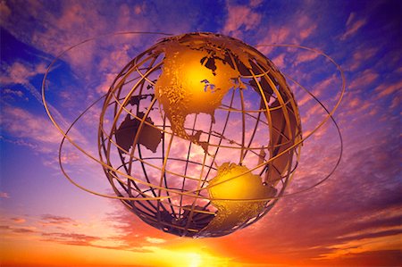 simsearch:600-00070882,k - Wire Globe with Rings at Sunset North and South America Stock Photo - Rights-Managed, Code: 700-00028984