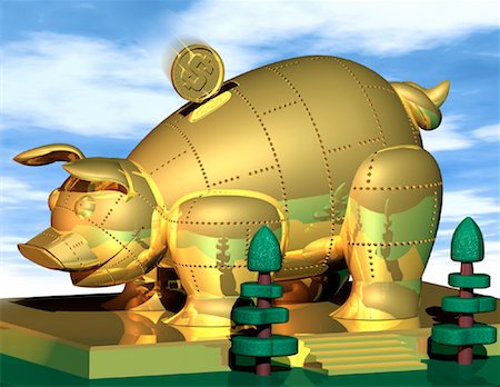 simsearch:600-00077457,k - Illustration of Golden Piggy Bank Stock Photo - Rights-Managed, Code: 700-00020102