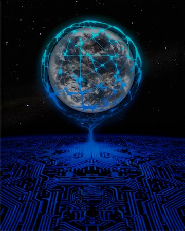 simsearch:700-00034300,k - Circuit Board and Globe in Space Stock Photo - Rights-Managed, Code: 700-00021771