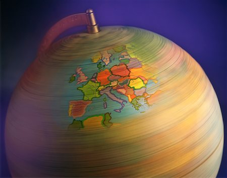 Close-up of Spinning Globe Europe Stock Photo - Rights-Managed, Code: 700-00023542