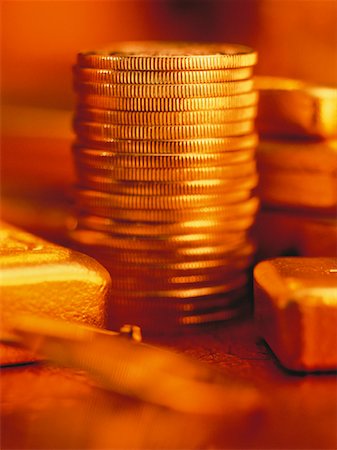 simsearch:700-00026238,k - Close-Up of Coins and Gold Ingots Stock Photo - Rights-Managed, Code: 700-00034277