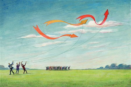 simsearch:700-00042054,k - Illustration of Businessmen Flying Arrows as Kites Stock Photo - Rights-Managed, Code: 700-00034434
