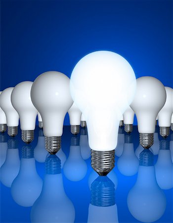 simsearch:700-00453204,k - Light Bulbs with Glowing Light Bulb in Front Stock Photo - Rights-Managed, Code: 700-00035174