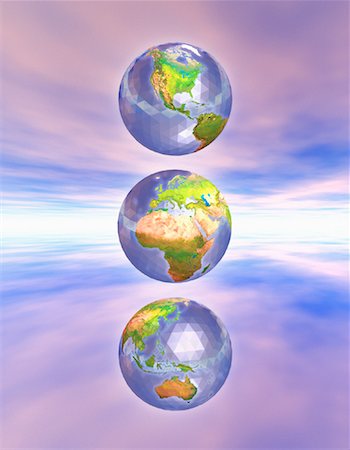 Three Globes Displaying Continents of the World Stock Photo - Rights-Managed, Code: 700-00035686