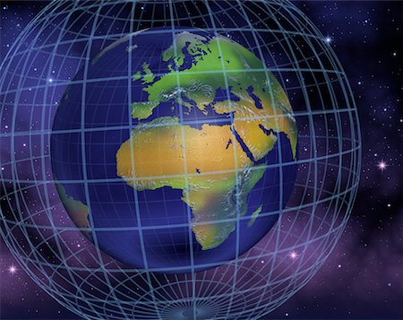 Globe and Grid in Space Europe and Africa Stock Photo - Rights-Managed, Code: 700-00036823