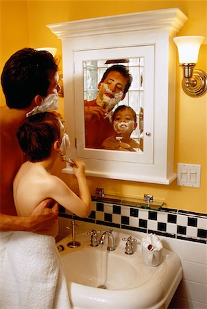 father and son and shave - Father and Son Shaving Stock Photo - Rights-Managed, Code: 700-00036949