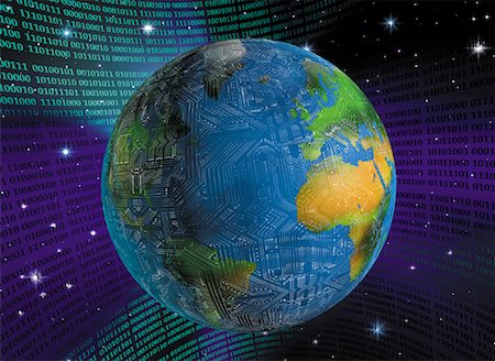 simsearch:600-00059402,k - Circuit Board Globe Surrounded by Binary Code Atlantic Ocean Foto de stock - Con derechos protegidos, Código: 700-00039867