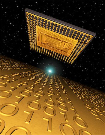 simsearch:700-00045838,k - Microchip Hovering over Binary Code Landscape Stock Photo - Rights-Managed, Code: 700-00039931