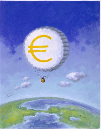 Hot Air Balloon with Euro Symbol Stock Photo - Rights-Managed, Code: 700-00030164