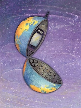 Illustration of Globe as Cell Phone Stock Photo - Rights-Managed, Code: 700-00030401