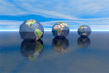 simsearch:700-00042285,k - Three Globes on Water Displaying Continents of the World Stock Photo - Rights-Managed, Code: 700-00031053