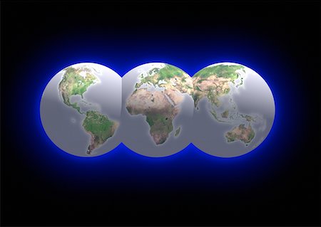 simsearch:700-00042285,k - Three Globes Displaying Continents of the World Stock Photo - Rights-Managed, Code: 700-00031400