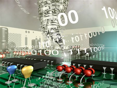 simsearch:700-00040444,k - Circuit Board and Binary Code Stock Photo - Rights-Managed, Code: 700-00032389