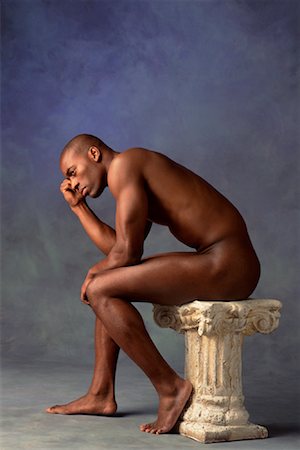 Nude Man Seated on Pedestal Stock Photo - Rights-Managed, Code: 700-00033021