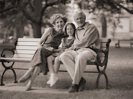 Portrait of Family on Park Bench Stock Photo - Rights-Managed, Code: 700-00033125