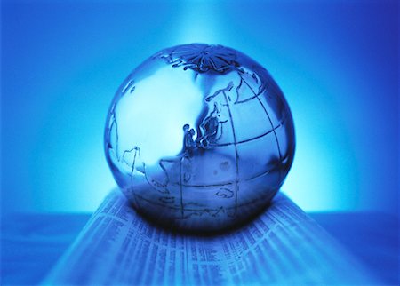 Metal Globe on Financial Pages Pacific Rim Stock Photo - Rights-Managed, Code: 700-00044043