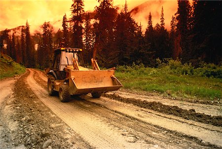 Backhoe on Logging Road British Columbia, Canada Stock Photo - Rights-Managed, Code: 700-00044477