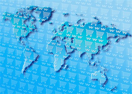 simsearch:700-00021433,k - World Map with WWW and Shopping Carts Stock Photo - Rights-Managed, Code: 700-00045127