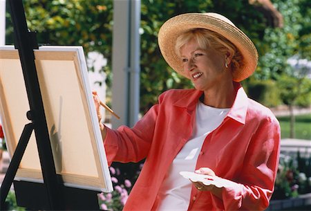 simsearch:700-03456784,k - Mature Woman Painting Outdoors Stock Photo - Rights-Managed, Code: 700-00045653