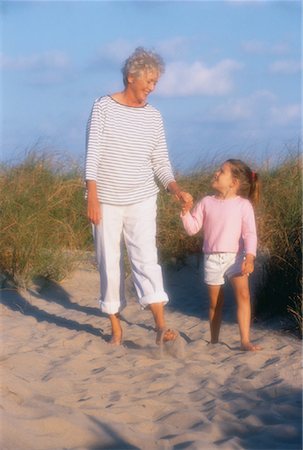 simsearch:700-00046927,k - Grandmother and Granddaughter Walking on Beach Stock Photo - Rights-Managed, Code: 700-00046930