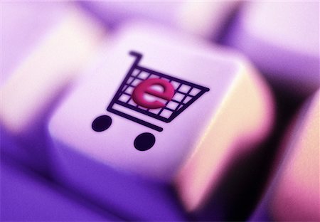 simsearch:700-01163575,k - Close-Up of E-Commerce Shopping Cart on Computer Keyboard Stock Photo - Rights-Managed, Code: 700-00048866