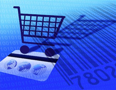 simsearch:700-00553920,k - Credit Card and Shopping Cart With Binary Code Stock Photo - Rights-Managed, Code: 700-00042066
