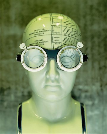 phorometer - Mannequin Head with Phrenology Diagram and Optical Test Glasses Stock Photo - Rights-Managed, Code: 700-00042123