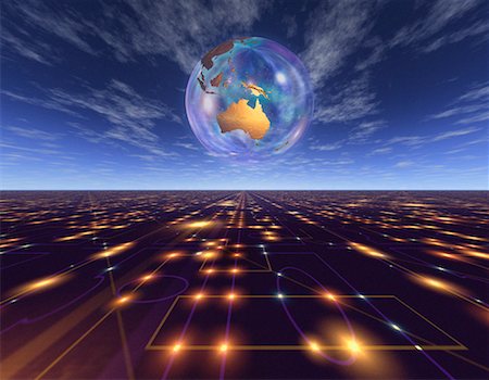 simsearch:700-00042285,k - Globe over Abstract Grid Australia Stock Photo - Rights-Managed, Code: 700-00042291