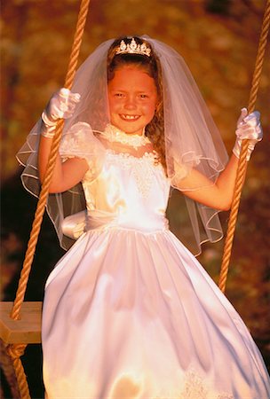 simsearch:700-00085631,k - Portrait of Girl on Swing Wearing Wedding Dress Stock Photo - Rights-Managed, Code: 700-00043419