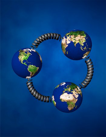 simsearch:700-00021433,k - Three Globes Connected by Telephone Cords, Displaying Continents of the World Stock Photo - Rights-Managed, Code: 700-00043631