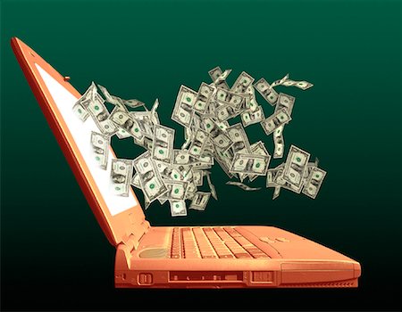 simsearch:700-05452103,k - Dollar Bills Flying From Laptop Computer Stock Photo - Rights-Managed, Code: 700-00043890