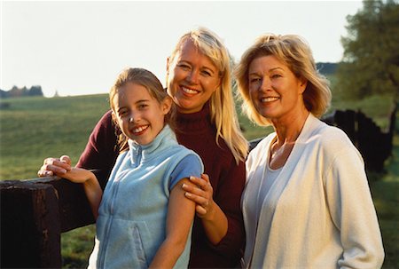 simsearch:700-00054446,k - Portrait of Grandmother, Mother And Daughter Leaning on Fence Stock Photo - Rights-Managed, Code: 700-00054366