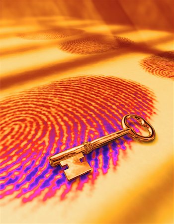 simsearch:700-00023730,k - Gold Skeleton Key on Fingerprint Stock Photo - Rights-Managed, Code: 700-00055215
