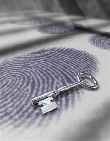 simsearch:700-00023730,k - Silver Skeleton Key on Fingerprint Stock Photo - Rights-Managed, Code: 700-00055216