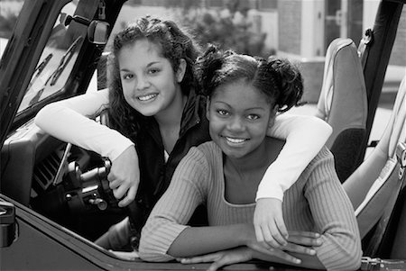 simsearch:700-00159920,k - Portrait of Two Teenage Girls Sitting in Jeep Stock Photo - Rights-Managed, Code: 700-00055296