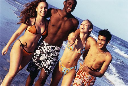 simsearch:700-00159920,k - Group of Teenagers in Swimwear Walking on Beach Stock Photo - Rights-Managed, Code: 700-00055731